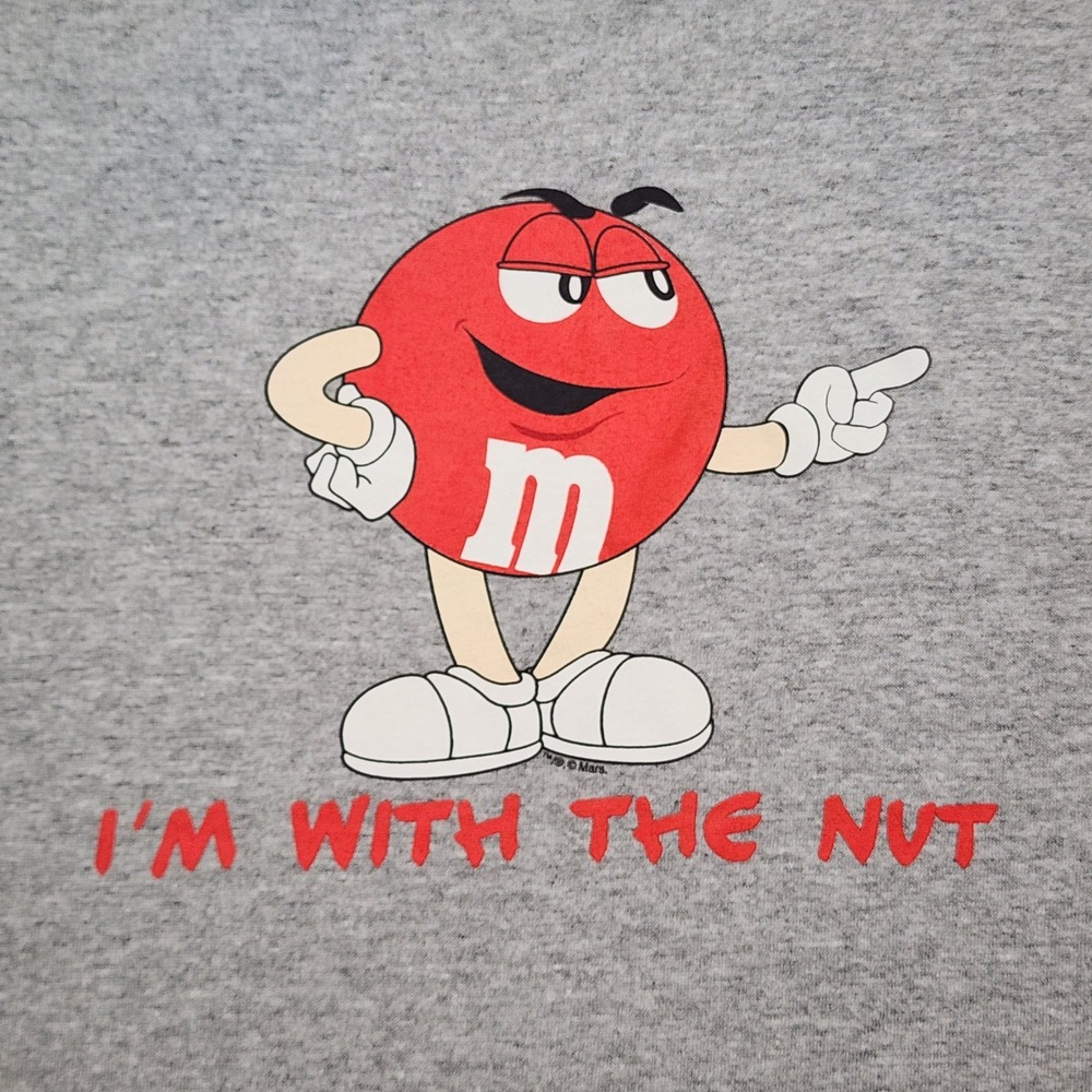 M&Ms Red Character Im With The Nut Graphic T-Shirt Gray XL Delta Pro Weight NWT - Picture 2 of 7